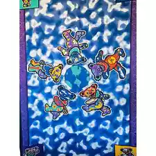 Vintage Grateful Dead Tapestry Wall Hanging Blanket Dancing Teddy Bears Colorful