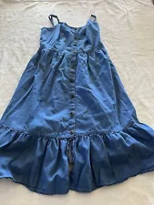 Blue Japna Chambray Ruffle Dress S Beautiful Sundress Smocked SALE