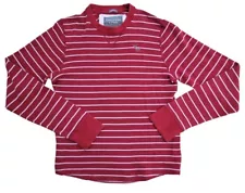 SALE! Abercrombie Fitch Shirt Men's Red Striped Long Sleeve Muscle Moose Sz L