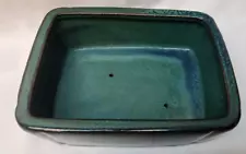 Rectangular Glazed Emerald Green Shallow Bonsai & Succulent Pot Planter Dish