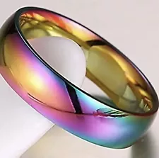 Magnetic Properties Hematite titanium ring AB Coated Rainbow Healing S M L