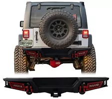 Vijay Black Rear Bumper W/2x20W LED Lights+D-rings FIT 2007-2018 Wrangler JK/JKU