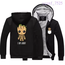 Marvel Guardians of the Galaxy Groot Sweater Coat Hoodie Plush Thick TV Cosplay