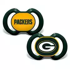 SALE GREEN BAY PACKERS NFL FOOTBALL ORTHODONTIC BABY PACIFIERS 2-PACK BPA FREE!