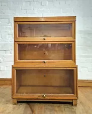 Vintage Globe Wernicke light Oak 3 tier stacking bookcase / display cabinet