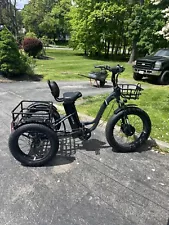 20" Fat Tire Foldable Electric Trike 750W Motor 48V Battery Electric Tricycle