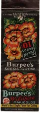 Vintage BURPEE'S SEEDS Matchbook Cover Wildfire Marigolds