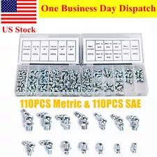 220pcs Metric & SAE Hydraulic Lubrication Grease Zerk Fittings Assortment Set