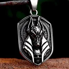 Stainless Steel Egyptian God Anubis Pendant Necklace Punk Rock Jewelry For Men