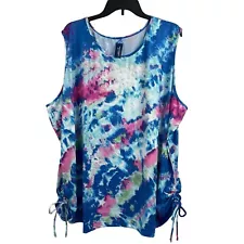 Swimsuits For All Womens Tie Dye Tunic Beach Cover Up Top Stretch 30/32