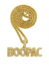 ICED HIP HOP Lil Boosie BOOMPAC PENDANT 24" BOX, CUBAN, ROPE CHAIN NECKLACE