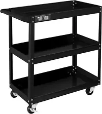 3 Shelves Steel Utility Cart Rolling Tool Cart 330 Lbs Capacity for Garage Black