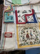 76 Pieces Old/New Cotton Linnen Kitchen Towels 1930's-70's