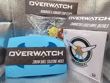 NEW Overwatch Collectors Gift Set Vinyl Decals Bag Chips and Snow Ball Ice Molds