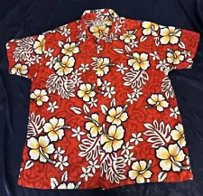 Island Stuff Mens Hawaii Shirt Red Floral, Size Large