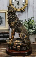 Ebros Howling Wolf Statue 10.5" Tall Alpha Wolf Pack Figurine in Faux Bronze