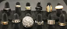 12 Wholesale Mixed Vintage Rings Bulk Antique Silver Metal Finger Jewelry Lots