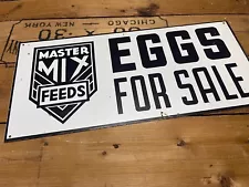 Vintage Master Mix Feed Store Sign Antique Eggs Chicken Chick For Sale Grocery