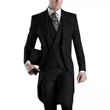 Black Morning Suits Class Handsome Tailcoat Groom Tuxedos Tailor Groomsman Suit