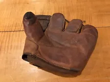 RARE Antique Split 3 Finger Baseball Glove Mitt Early Unusual Unique Stitching