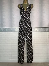 Phase Eight Black/cream Stretchy Long Evening/party Jumpsuit/DRESS Size 14