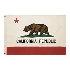 100% Cotton California Republic State Flag Canvas Bear Vintage Style Made in USA