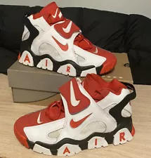 ð¥NIKE AIR BARRAGE MID "WHITE BLACK RED" 2019 Sneakers AT7847-102 - Men Sz 8