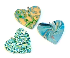 Handmade Polymer Clay Heart Pendant Set for Jewelry Making