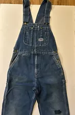 Big Smith Bib Overalls Mens 30/31 X 30 Denim Farmer Workwear