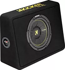 KICKER CompC Loaded Enclosures Single-Voice-Coil 4-Ohm Subwoofer - Black Carpet