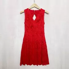 Francesca’s Red Lace Fit & Flare Mini Dress, Size Small