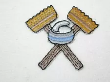 Curling Stone Broom Emblem Iron On Patch