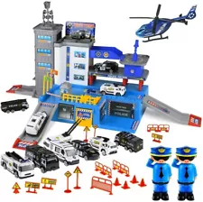 Police Station Parking Lot Car Toys for Boys Matchbox Cars Playsets