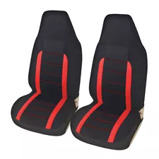 2PCS Washable Red/Black Front Row Car Seat Covers for High Back Bucket Seats