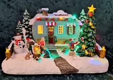 Christmas Tiny Home - Snowman & Campfire - Illuminated Musical - With AC Adapter