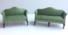 Dollhouse Miniature Queen Anne Sofa and Loveseat 1:12