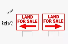 LAND FOR SALE LEFT RIGHT AND LEFT ARROW YARD SIGN 24X18 BOTH SIDE PRINTED 2 PACK