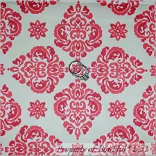 BonEful Fabric Cotton Decor Tan White Pink Rose L Flower Victorian Damask SCRAP