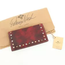 NWT Patricia Nash Varesse Distressed Leather Studded Bifold Wallet Berry Red