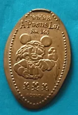 PIRATE MICKEY with PARROT "PIRATES LIFE FOR ME" PRESSED PENNY DISNEY FREE SHIP