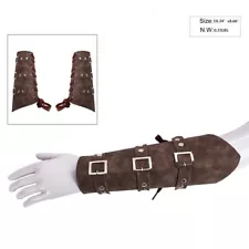 Faux Leather Brown Medieval Steampunk Wrist Gauntlets Renaissance Costume Access