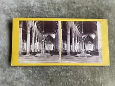 Stereoview Card St. Botolph’s Church Boston England Interior View Baptismal Font