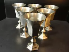 LOT of 6 LEONARD 6 5/6" Hand-Cast PEWTER Wine or Water GOBLETS