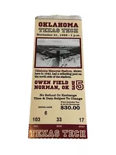 1998 Oklahoma Sooners Texas Tech Red Raiders Football Ticket Stub OU Norman