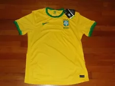 Nwt Nike Dri-Fit Mens Large Brazil Short Sleeve Soccer Jersey