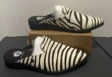 YELLOW BOX Women's FINLINN Calf Hair Slip-On Mules Zebra Size 6