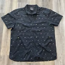 Taco Bell Shirt Men Large Black All Over Hot Sauce Print Button Up Short Sleeve