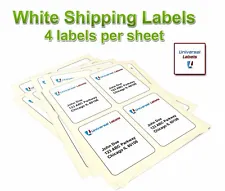 4 x 5 Labels, Blank Shipping or Wine Bottle labels, Premium USA Made, Fast Ship