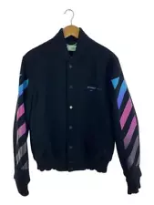 OFF WHITE L BLK DIAG GRADIENT VARSITY JACKET