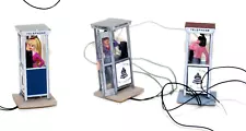 Lot of 3 O Scale Telephone Booths Lighted w Woman Figures